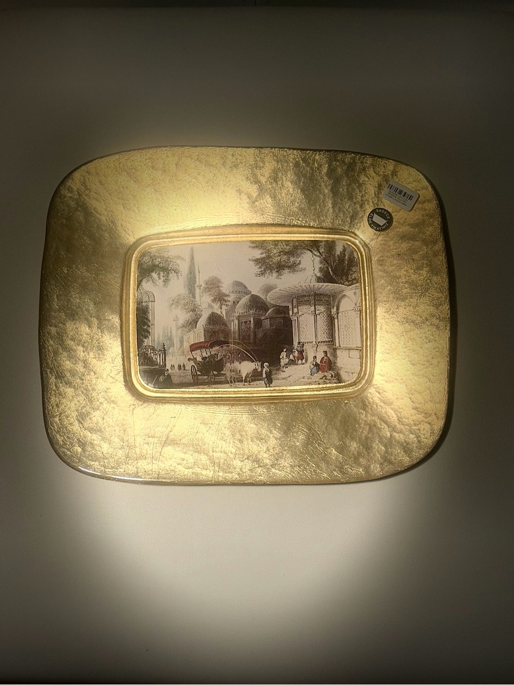 & Other Stories Gold Decorative Wall Plaque with Vintage Scene